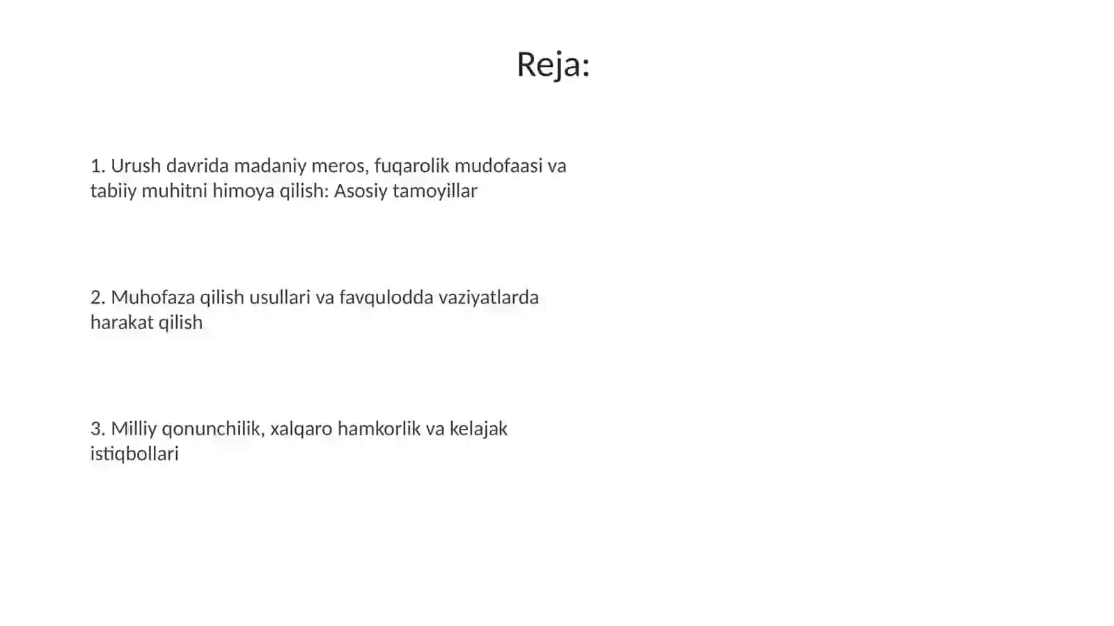 Urush paytida madaniy meros fuqaro mudofaasi obyekt lari hamda tabiiy muhit muhofazasi qilish 2
