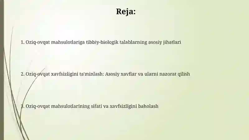 Oziq oziq ovqat mahsulotlarining tibbiy biologik talablari 2