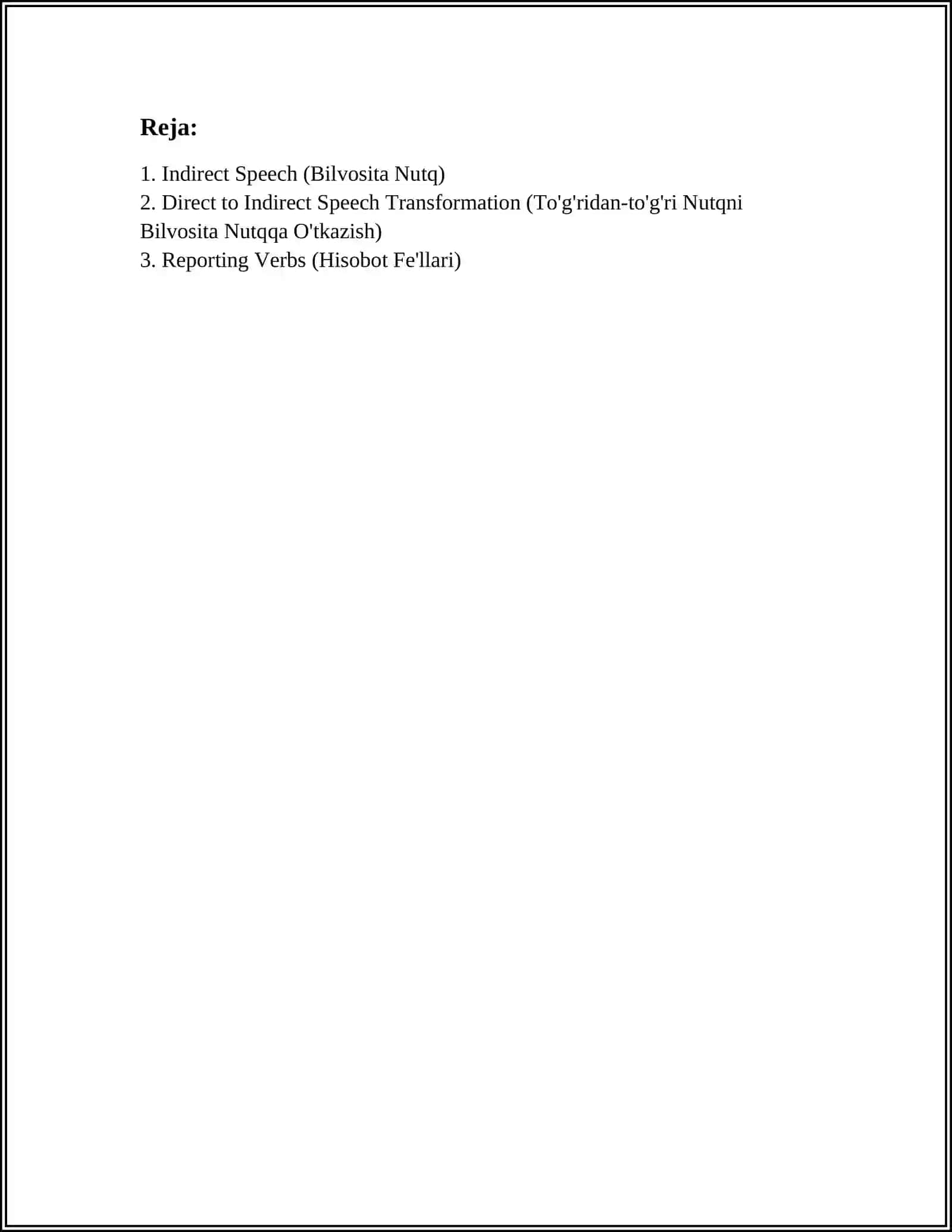 Mavzu: REPORTED SPEECH 2