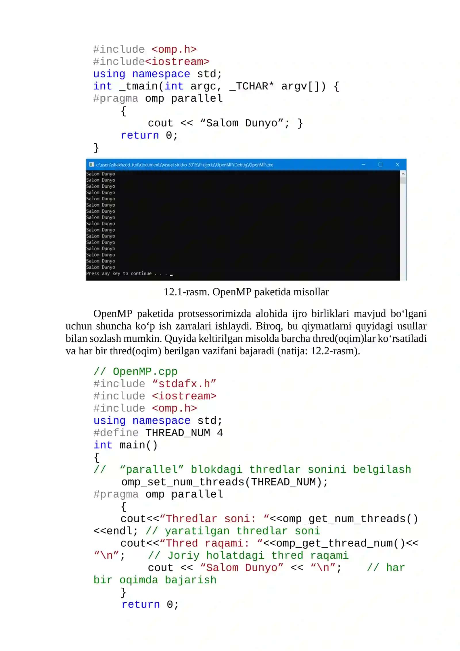 OpenMP asosida parallel dasturlash modeli 2