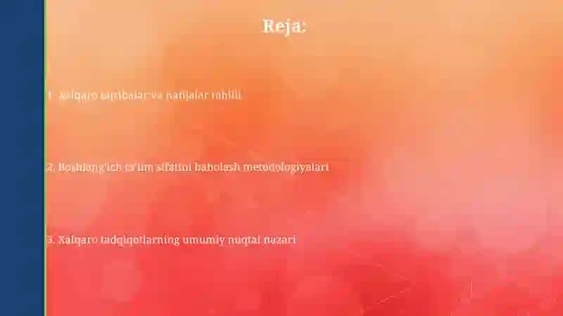 Boshlangʻich taʼlim sifatini baholash metodologiyalari 2