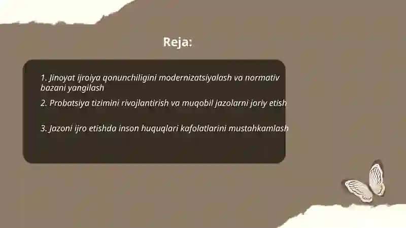 Jinoyat ijroiya qonunchiligini takomillashtitishning asosiy yonalishlari 2