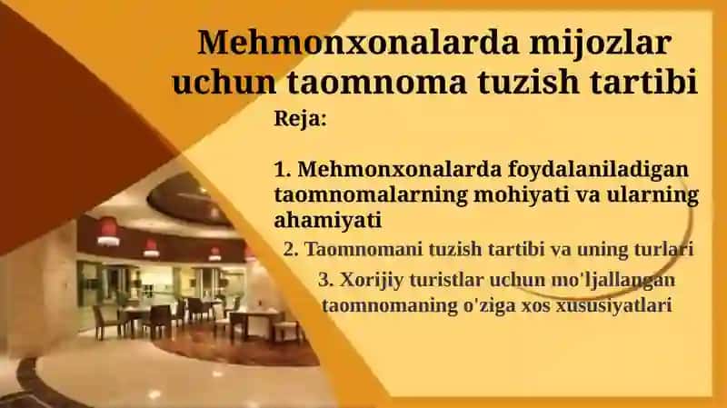 Mehmonxonalarda ovqatlanishni tashkil etish 2