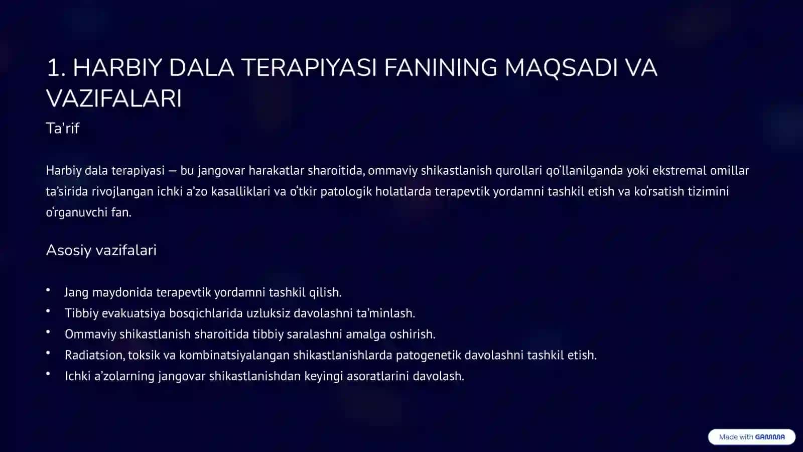 HARBIY DALA TERAPIYASI FANINING MAQSADI VA VAZIFALARI 2