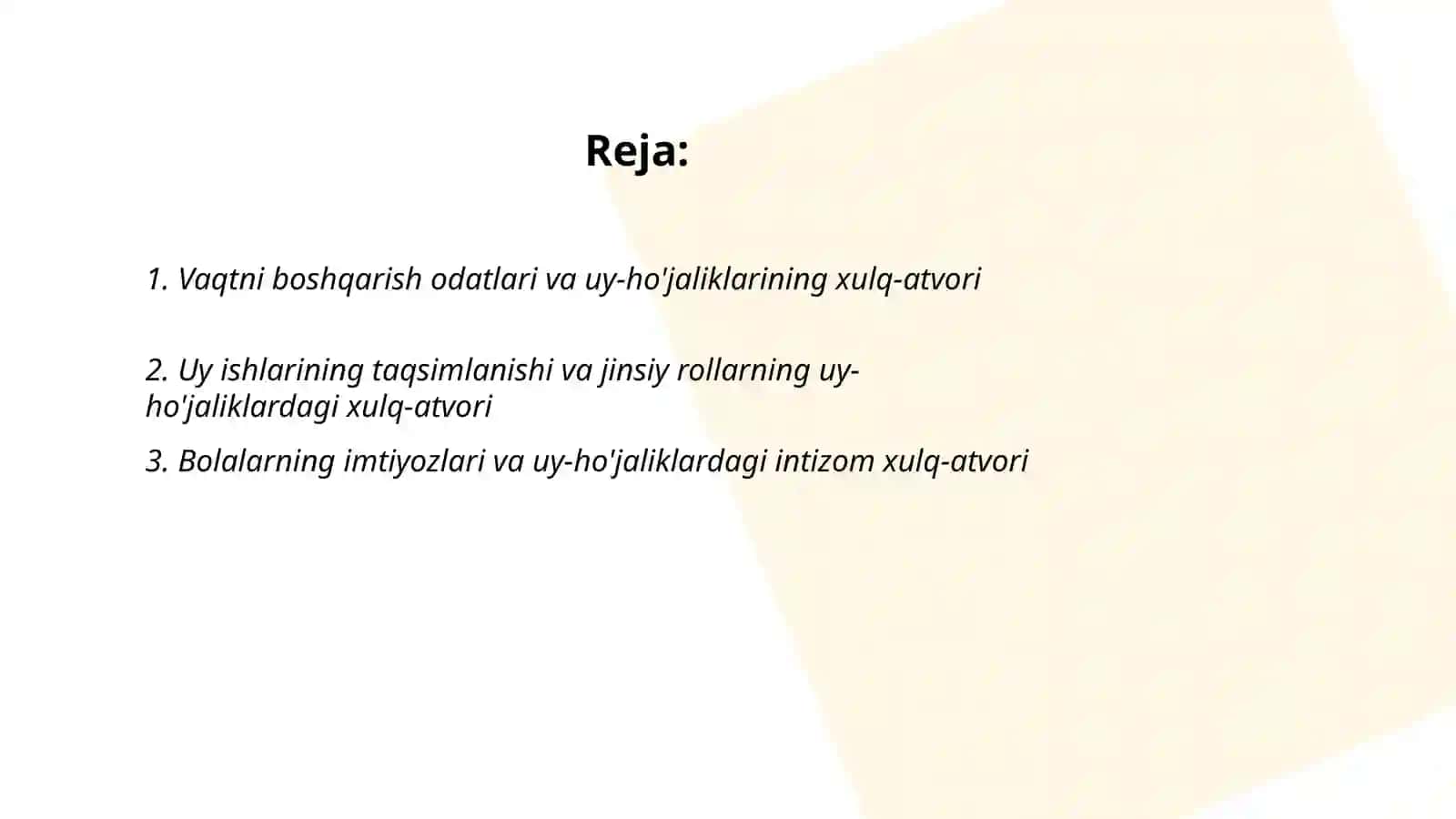 Vaqtlar imtiyozlar va uy hoʻjaliklarining hulq-atvori 2
