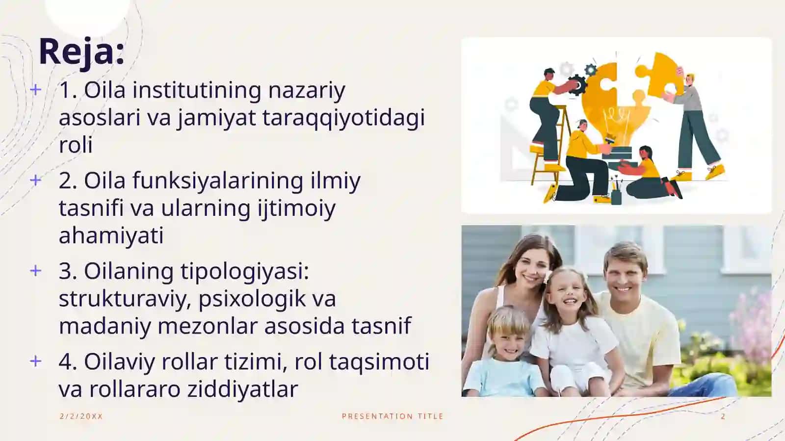 Oilaning funksiyalari, tiplari va rollari 2