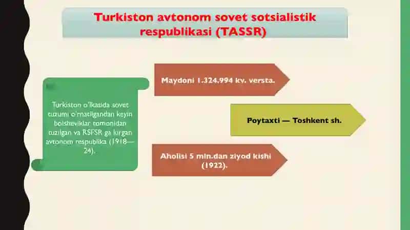 Turkistonda sovet boshqaruv tizimimimg shakllanishi. Davlat boshqaruvining oʻziga xos jihatlari. 2