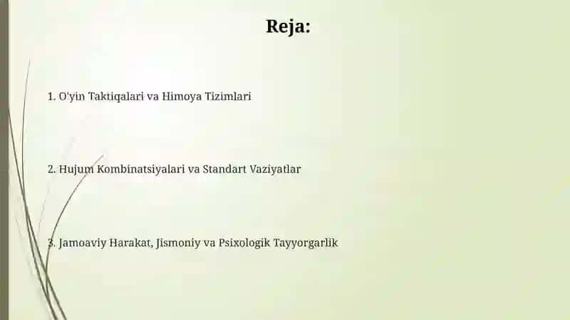 Futbol o'yini taktikasi va texnikasi 2