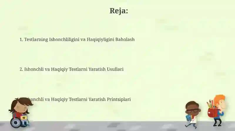 Ishonchli validli testlarni yaratish tamoyili va metodlari 2