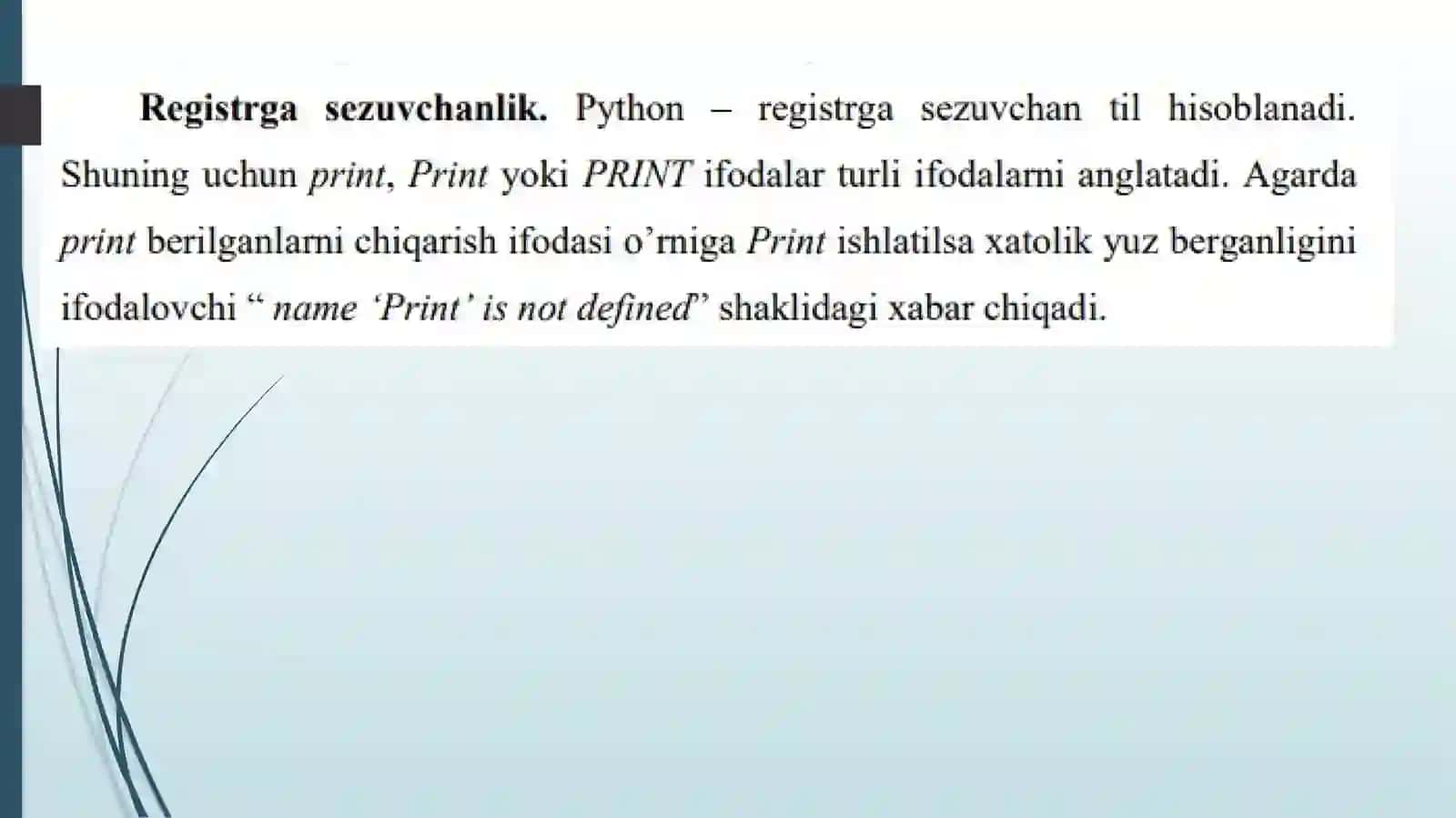 Python (Basic) Kommentariyalar (Izohlar) 2