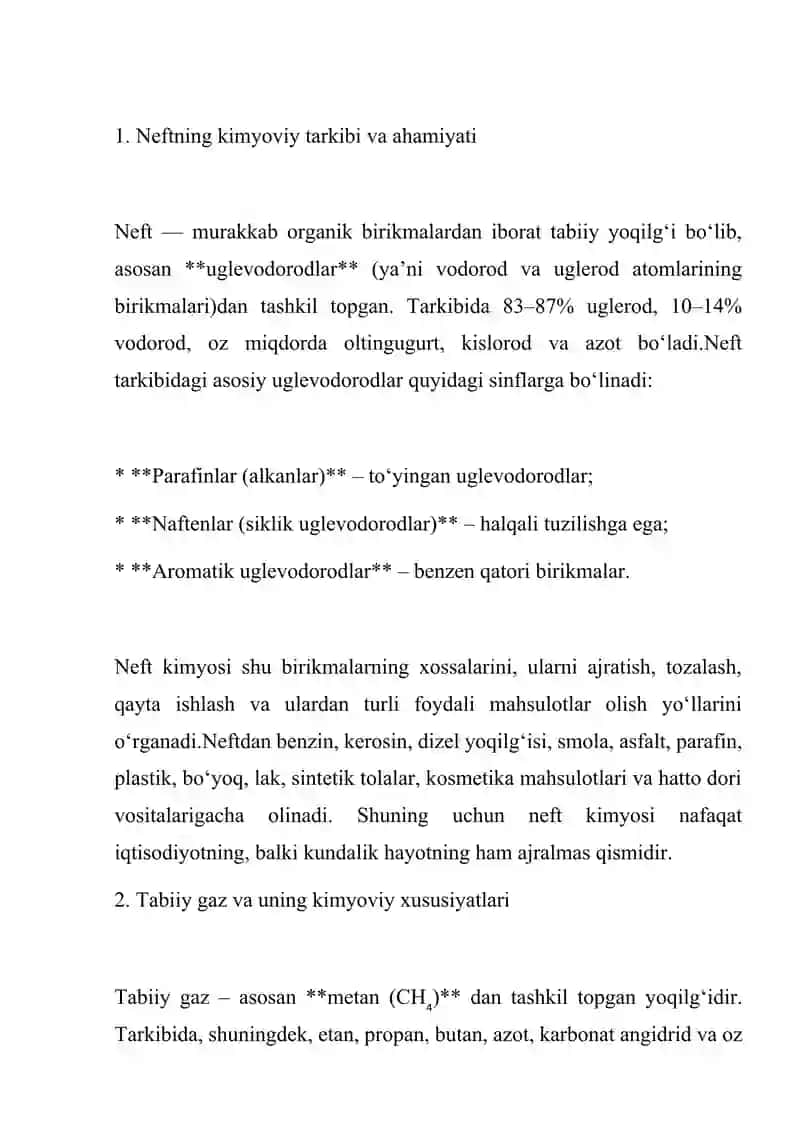 Neft va gaz kimyosi 2