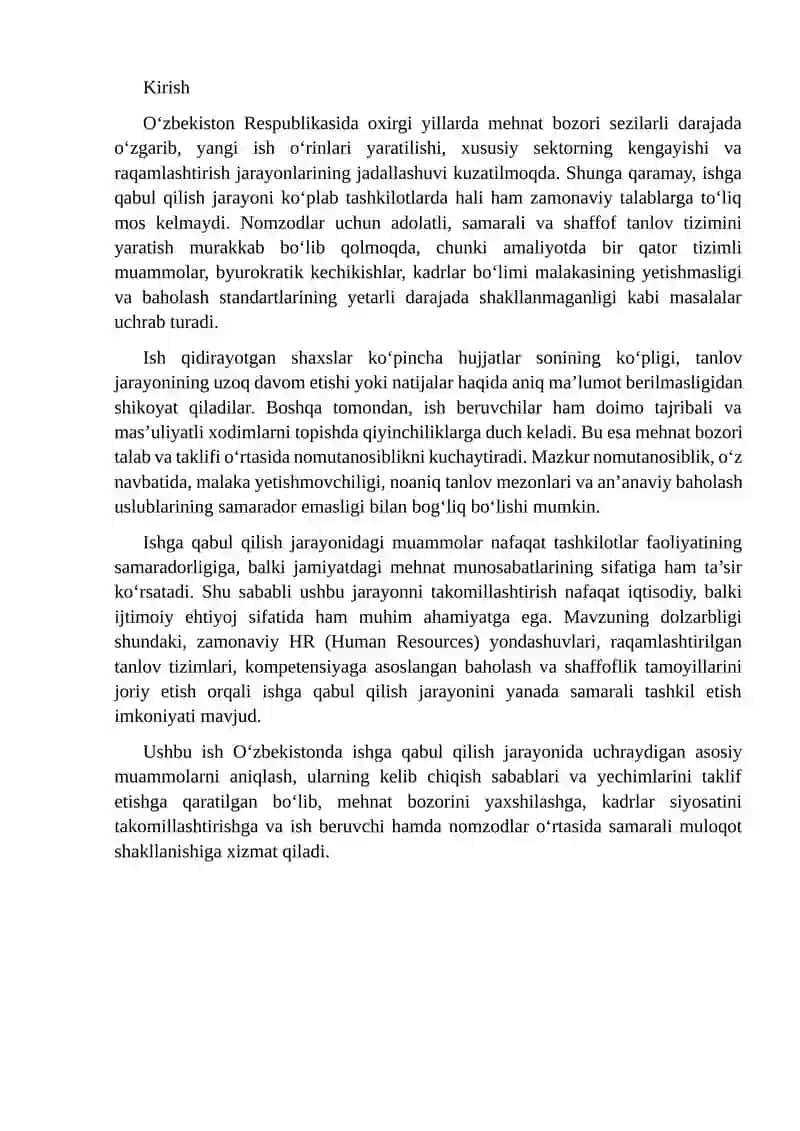 Ishga qabul qilish jarayonidagi muammolar va ularning yechimlari 2