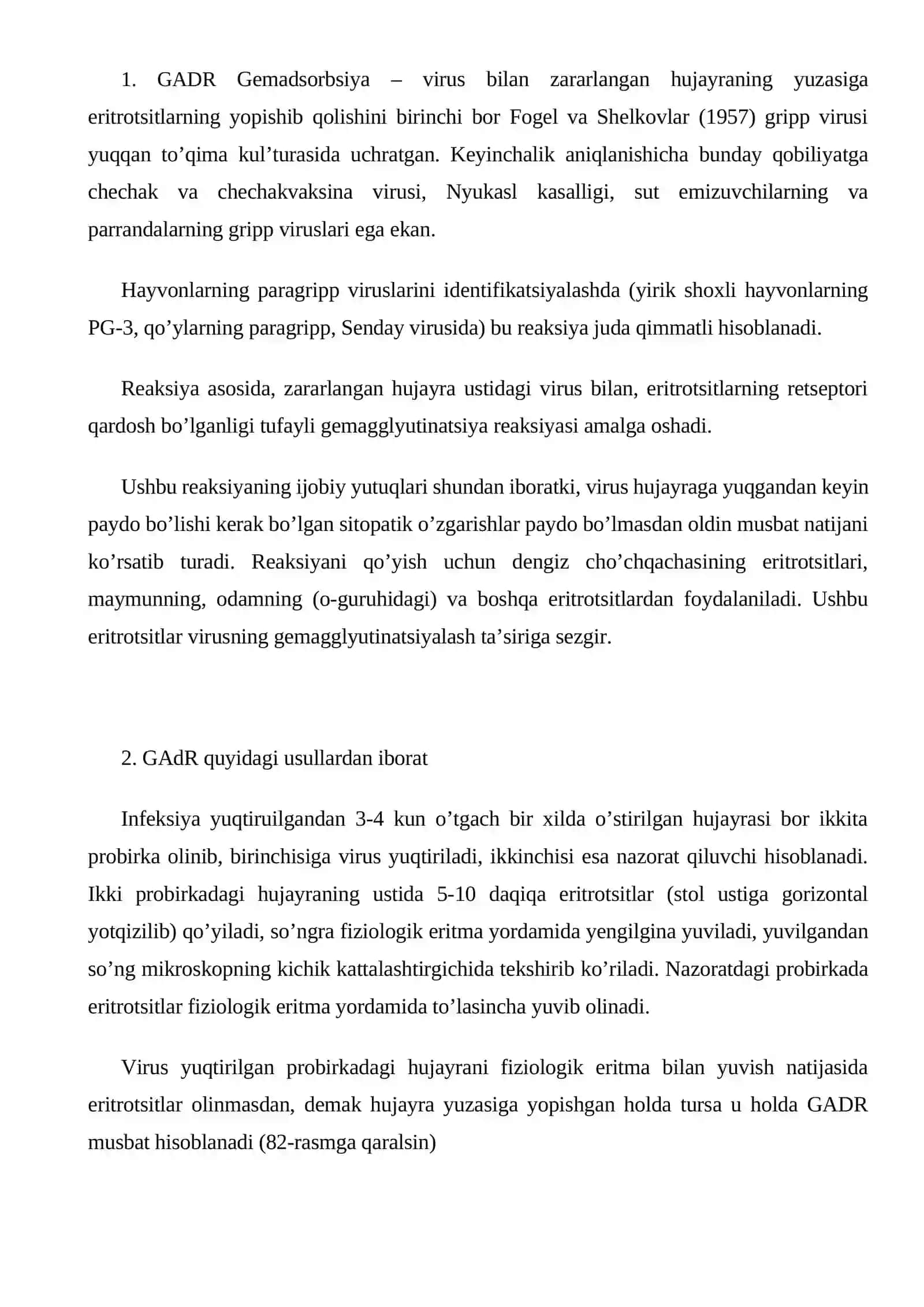 Gemadsorbsiya reaksiyasi va gemadsorbsiyani to’xtatish reaksiyasi 2