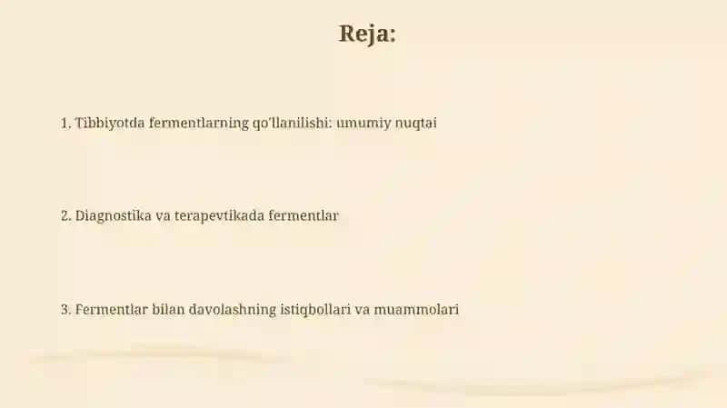 Tibbiyotda fermentlarning qo‘llanishi 2