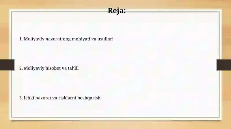 Biznesda moliyaviy nazoratni tashkil etish asoslari 2