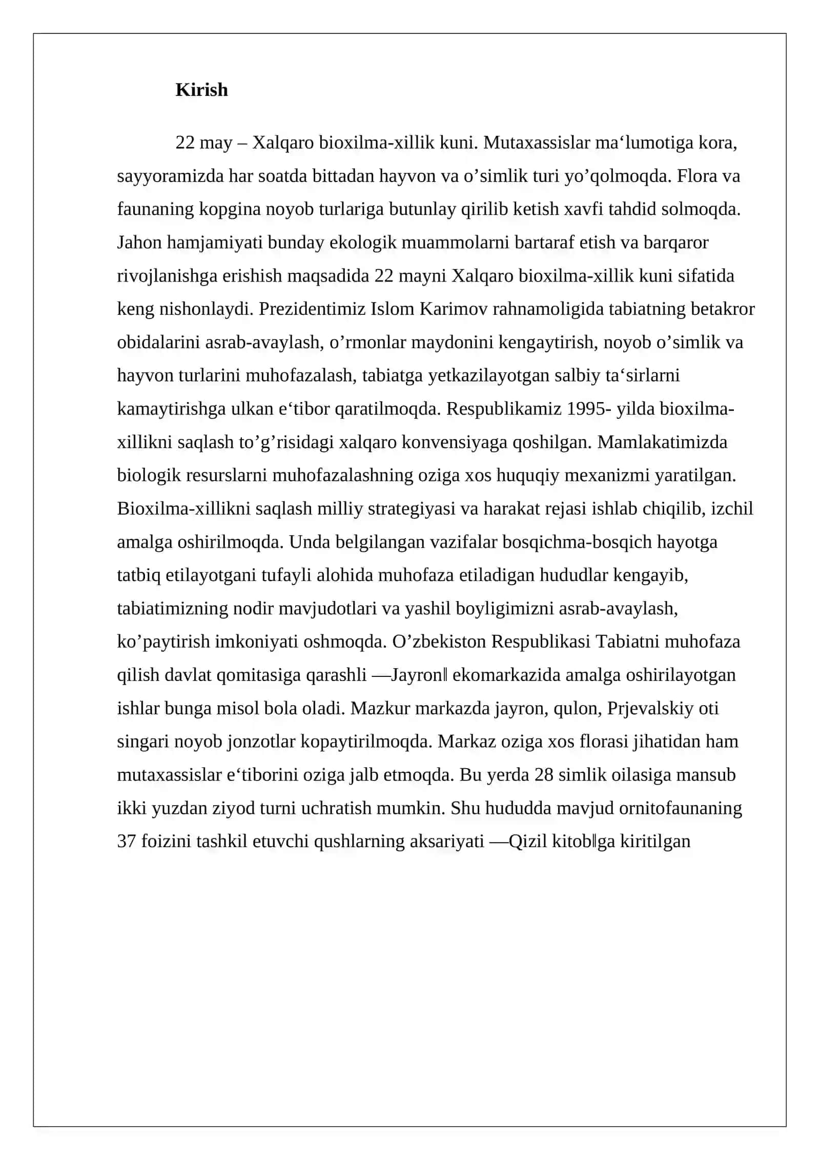 Biologik xilma-xillik va uni muhofaza qilish 2