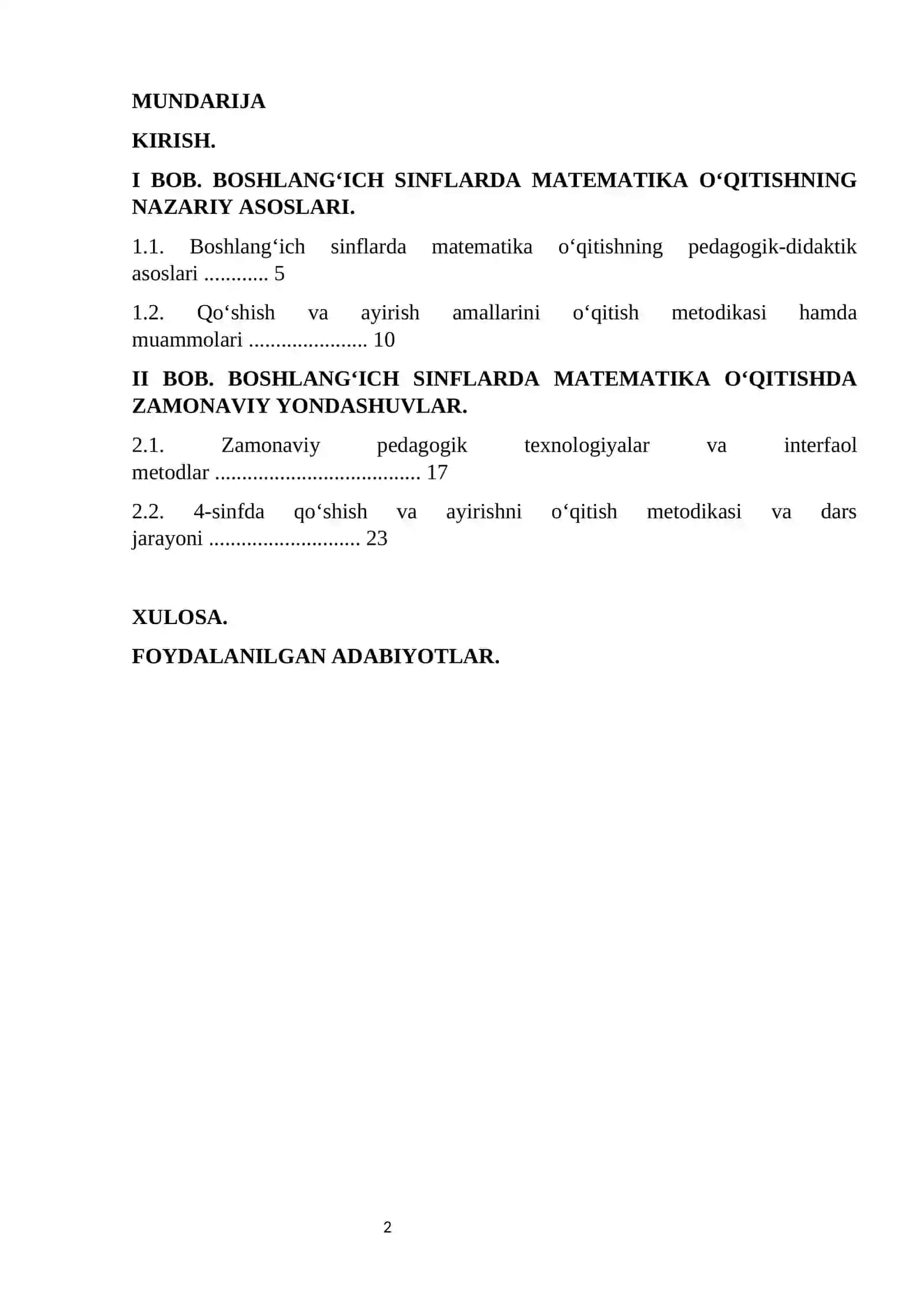 BOSHLANG‘ICH SINFLARDA MATEMATIKA O‘QITISHNING UMUMIY MASALALARI 2