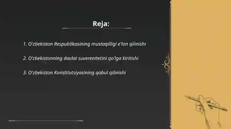 O'zbekiston Respublikasining Mustaqilligi e'lon qilinishi 2