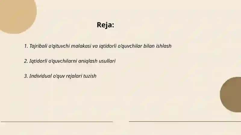 Iqtidorli o'quvchilar bilan ishlash matematikani chuqurlashtirib o'qitish xususiyatlari. 2