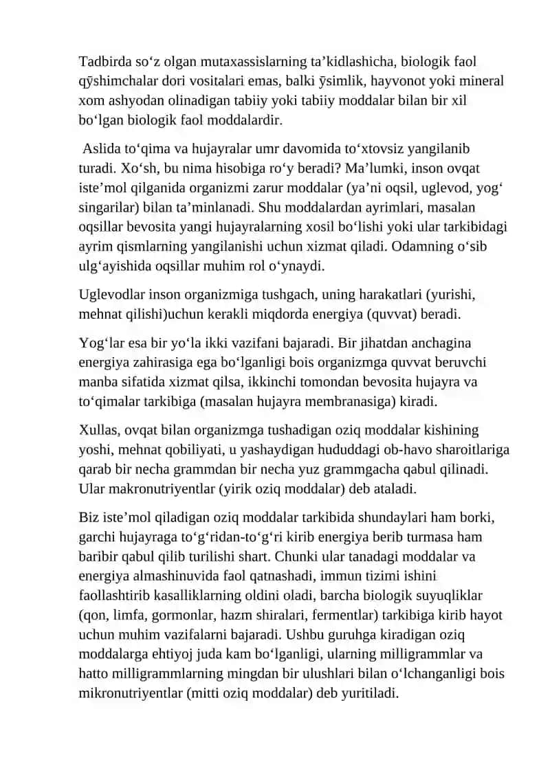 Biologik faol qo‘shimcha vositalar va dori vositalarining qiyosiy tahlili 2