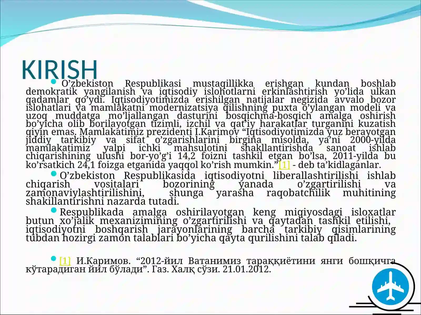 Iqtisodiyot va iqtisodiy islohatlar 2