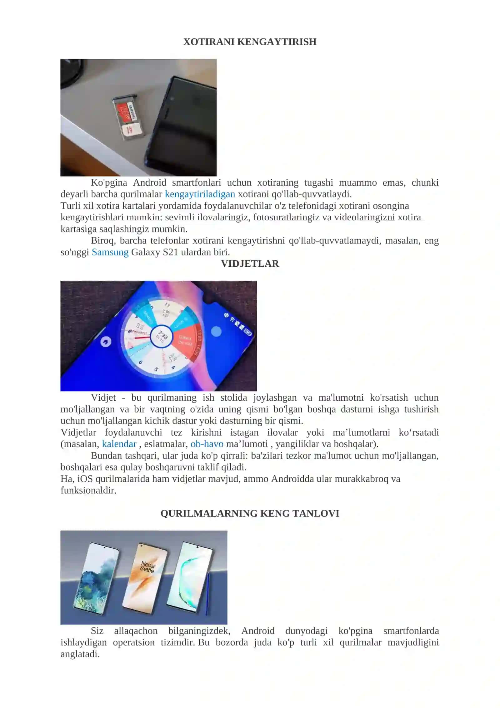 Android operatsion tizimi: xususiyatlari, afzalliklari va kamchiliklari, versiya xususiyatlari va tizim arxitekturasi, dasturlarning ishlash tamoyillari 2