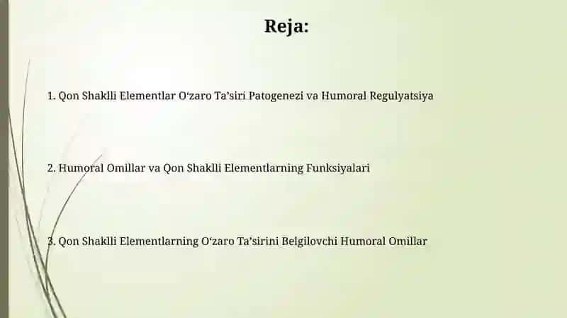 Qon shaklli elementlarining oʻzaro ta'sirida gumoral omillarning roli 2