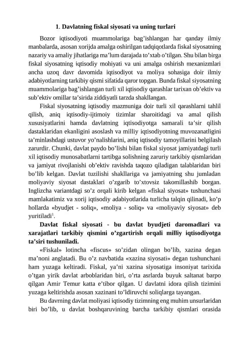 Davlatning fiskal siyosati va monetary siyosat 2