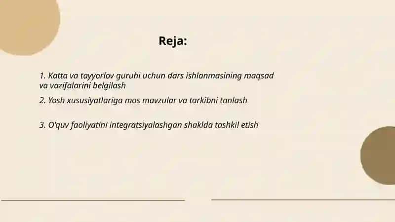 Maktabgacha ta'lim tashkilotlarining katta va tayyorlov guruhlariga mashg'ulot ishlanmasi tayyorlash 2