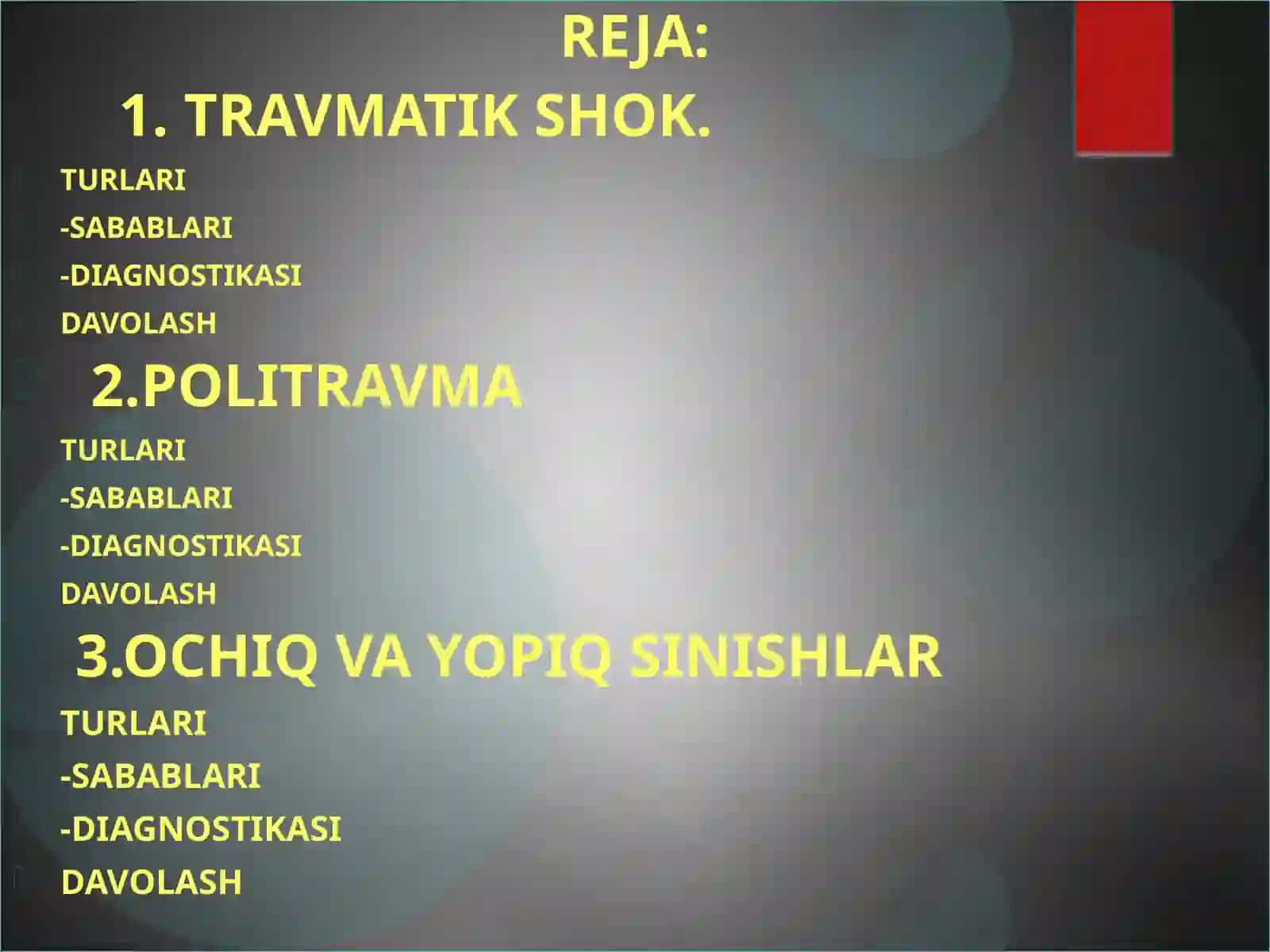 Travmatik shok. Politravma. Ochiq va yopiq sinishlar 2