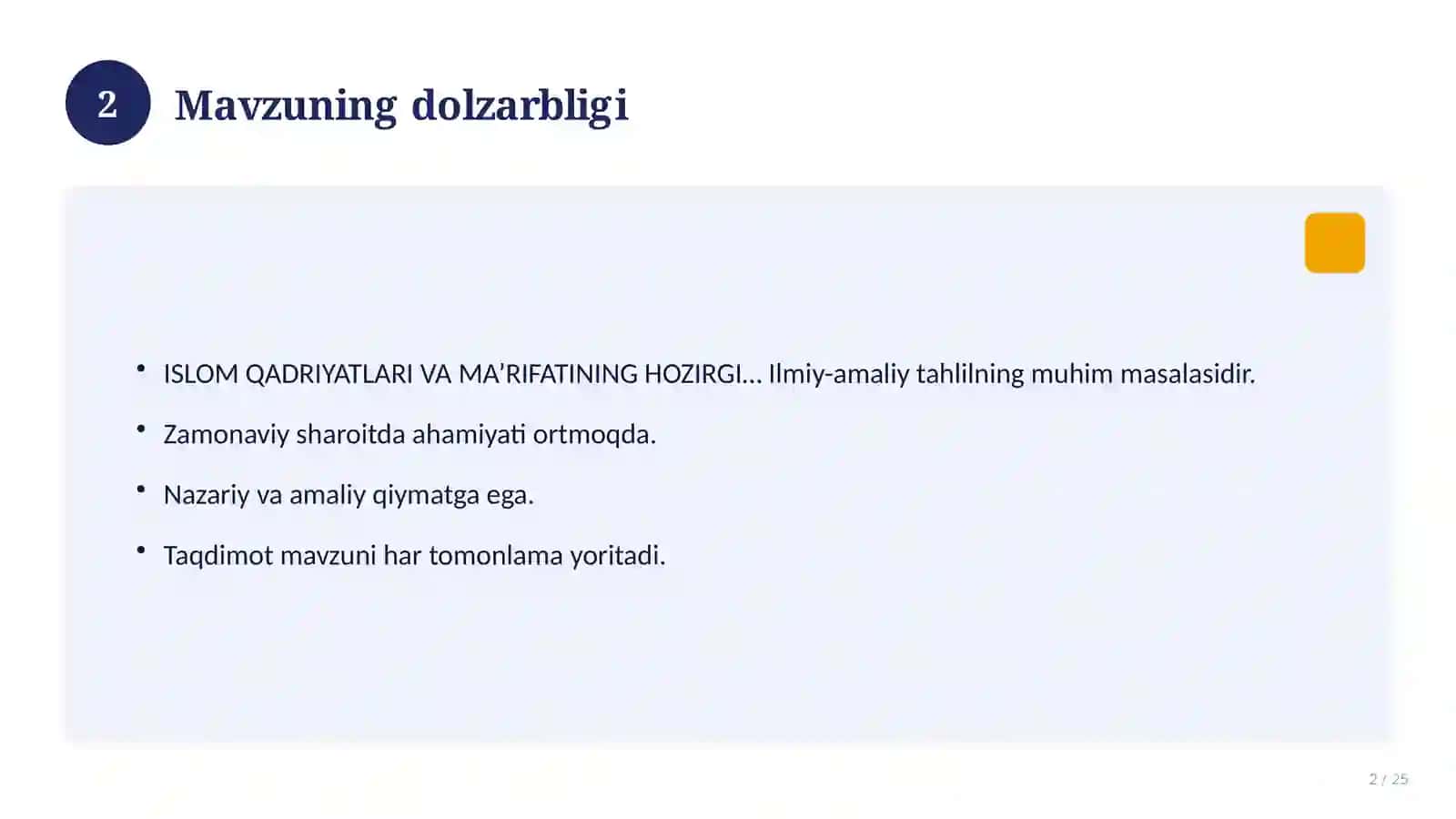 ISLOM QADRIYATLARI VA MA’RIFATINING HOZIRGI DAVRDAGI AHAMIYATI 2