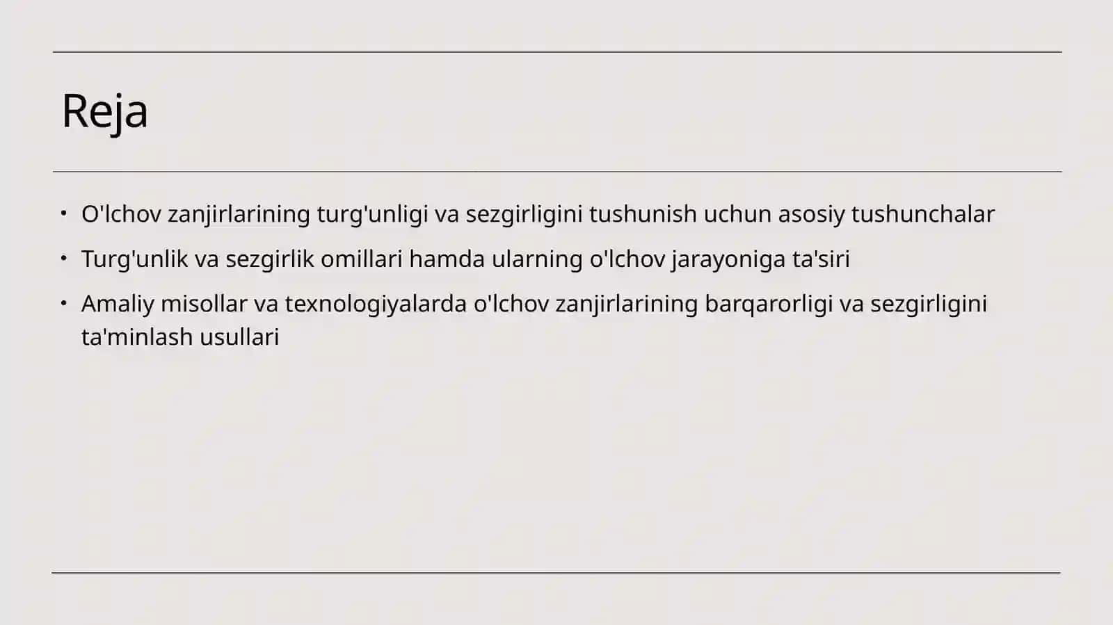 O'lchov zanjirlarining turg'unligi va sezgirligi 2