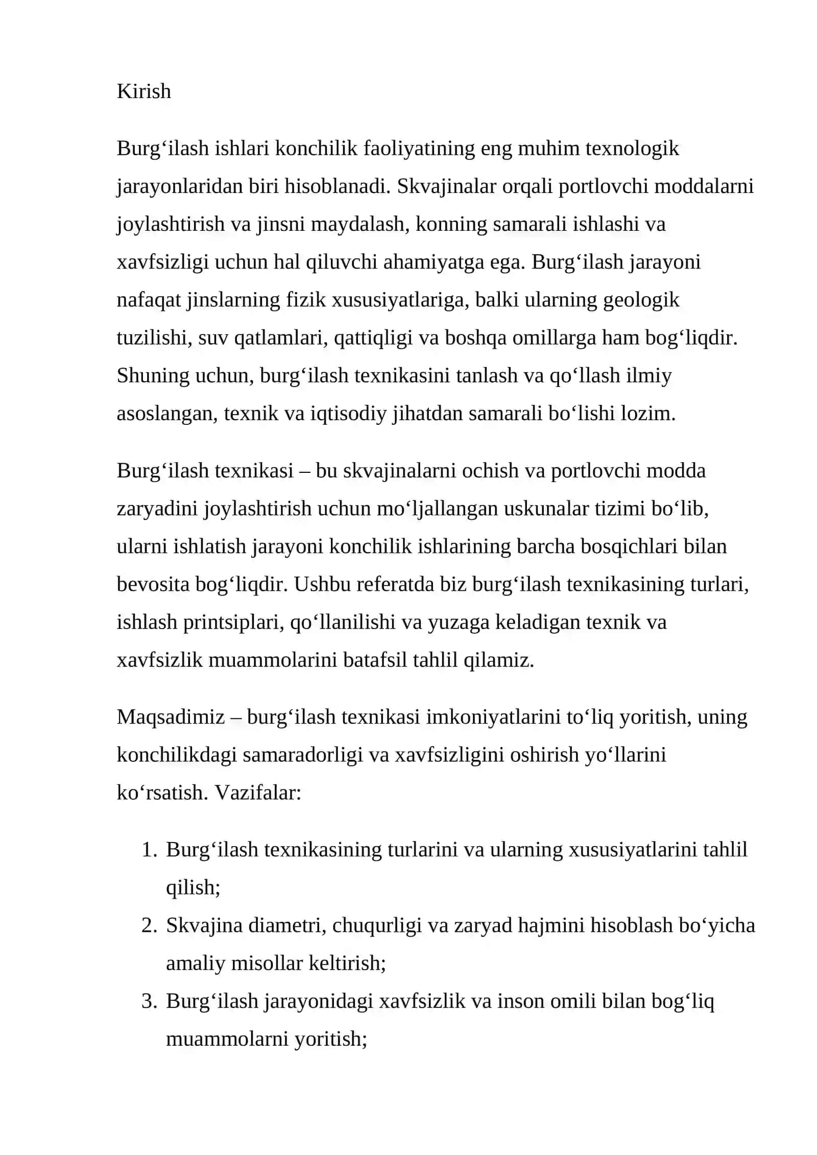 Burg'ilash texnikasi tavsifi va qo‘llanilishi 2