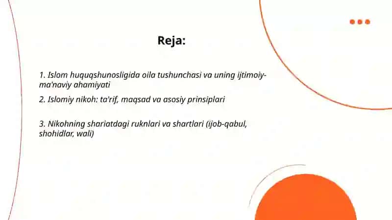 Islom huquqshunosligida oila, nikoh, taloq, idda, zihor tushunchalarini tariflash 2