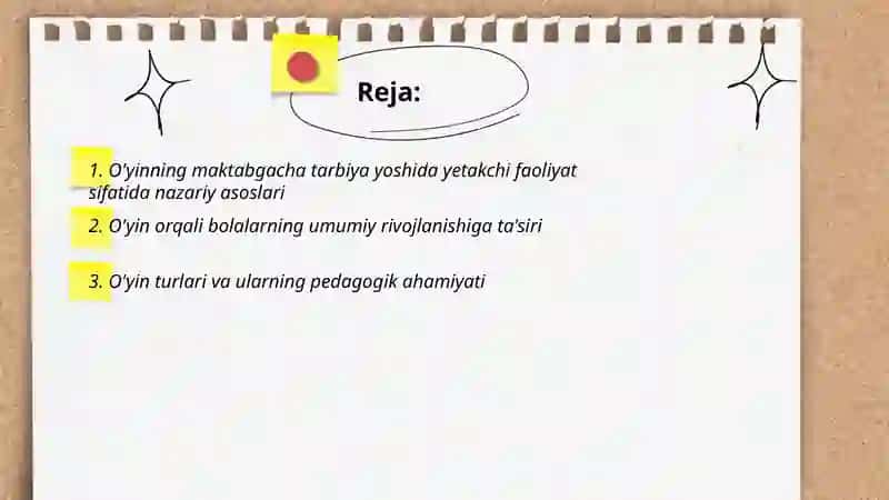O'yin maktabgacha tarbiya yoshida yetakchi faoliyat sifatida 2