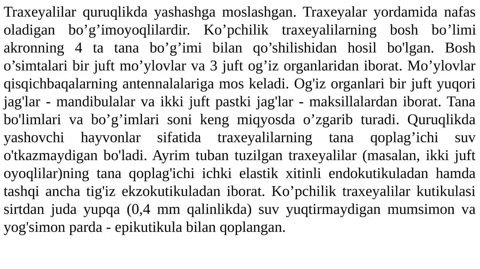 Traxeyalilar (Tracheata) kenjatipiKo’poyoqlilar(Myriapoda) sinfi 2