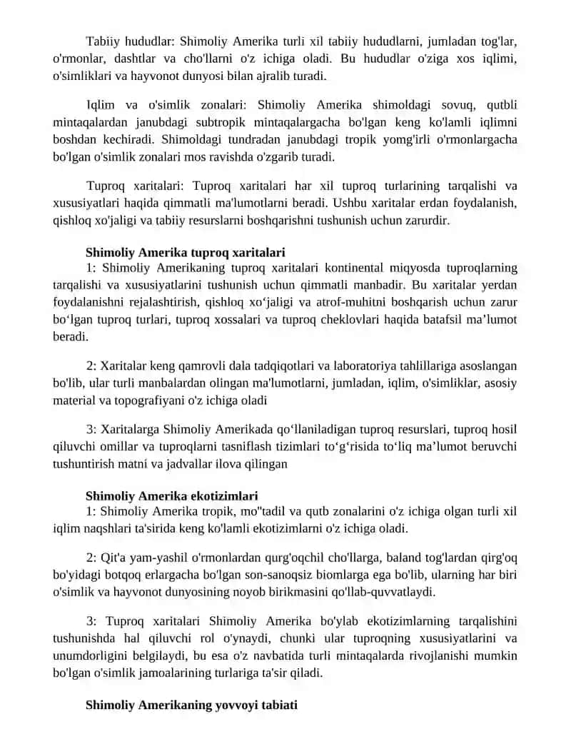 Shimoliy Amerikaning Tabiiy, Iqlim, Tabiat Zonalari, Tuproq Kartalari Asosida Kompleks Ta'Rif Berish 2