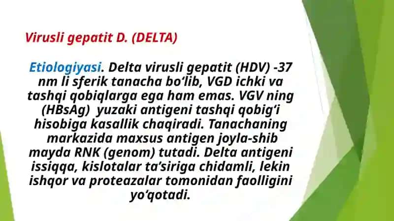 Virusli gepatit D Epidemiyologiya va Davolash 2