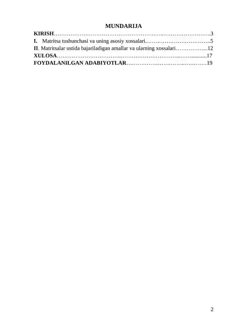 Matritsa va uning ustida amallar 2