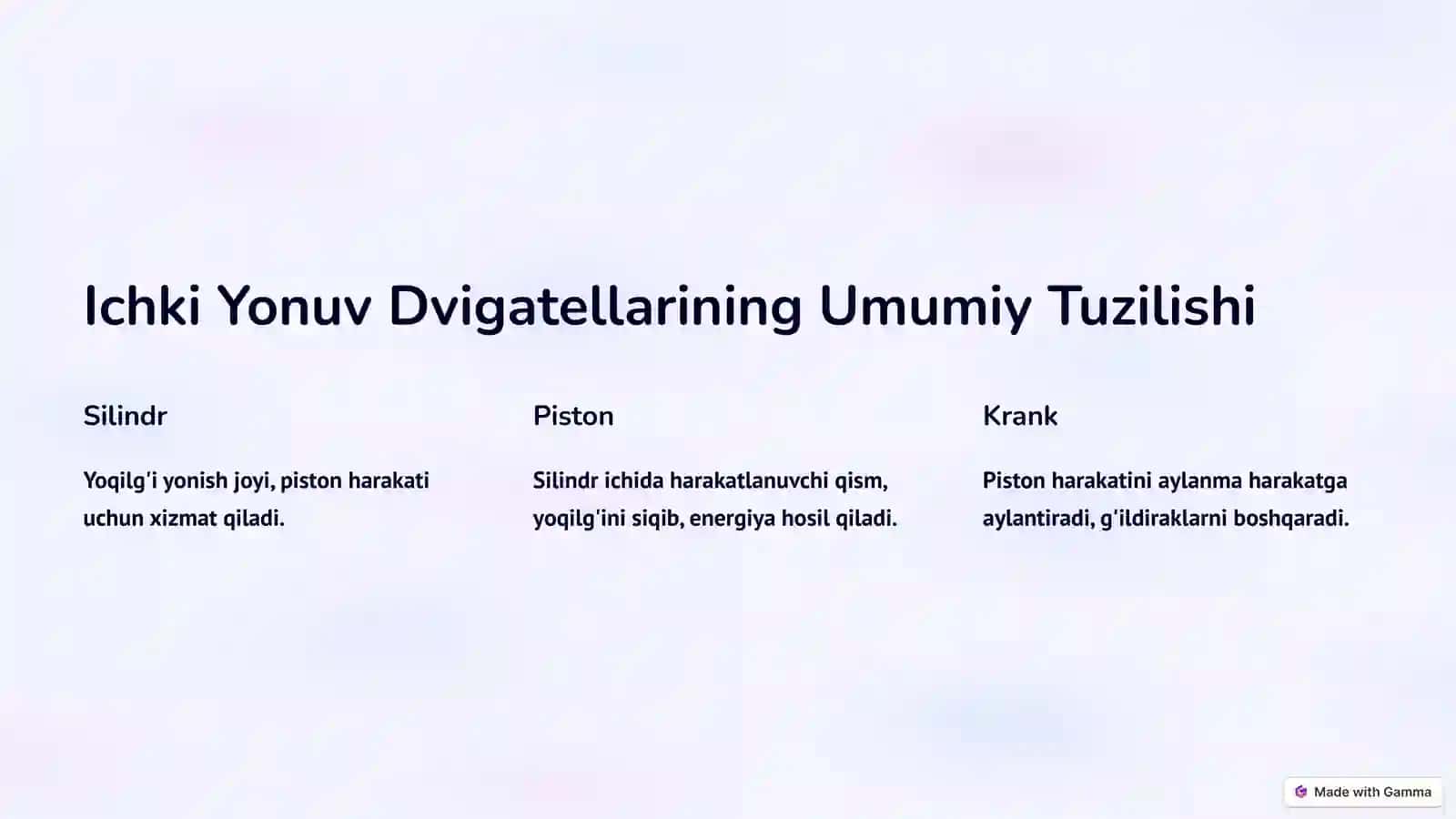 Avtomobilning Ichki Yonuv Dvigatellari 2