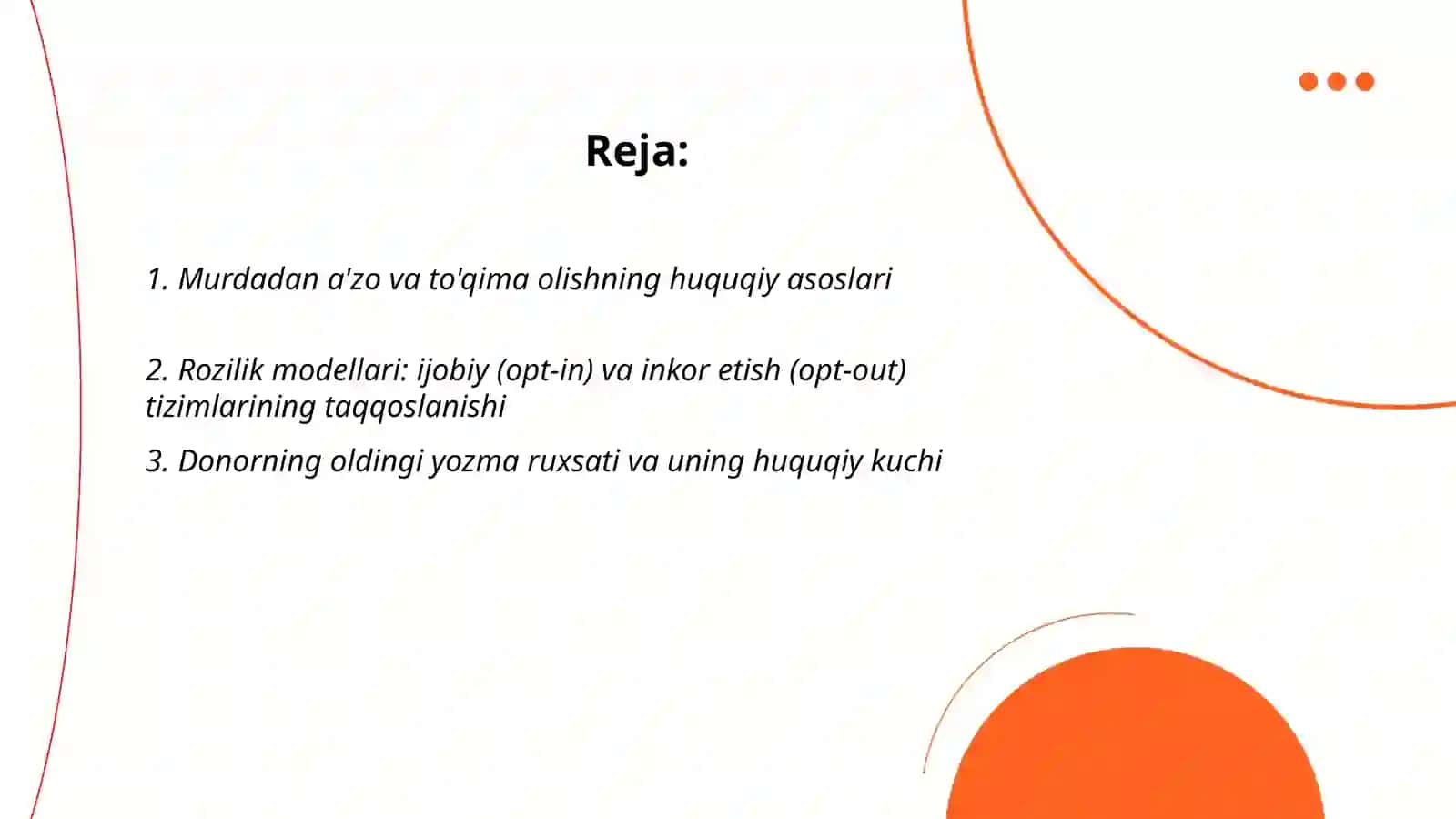 Murdadan a'zo va to'qima olishning yuridik modellari 2