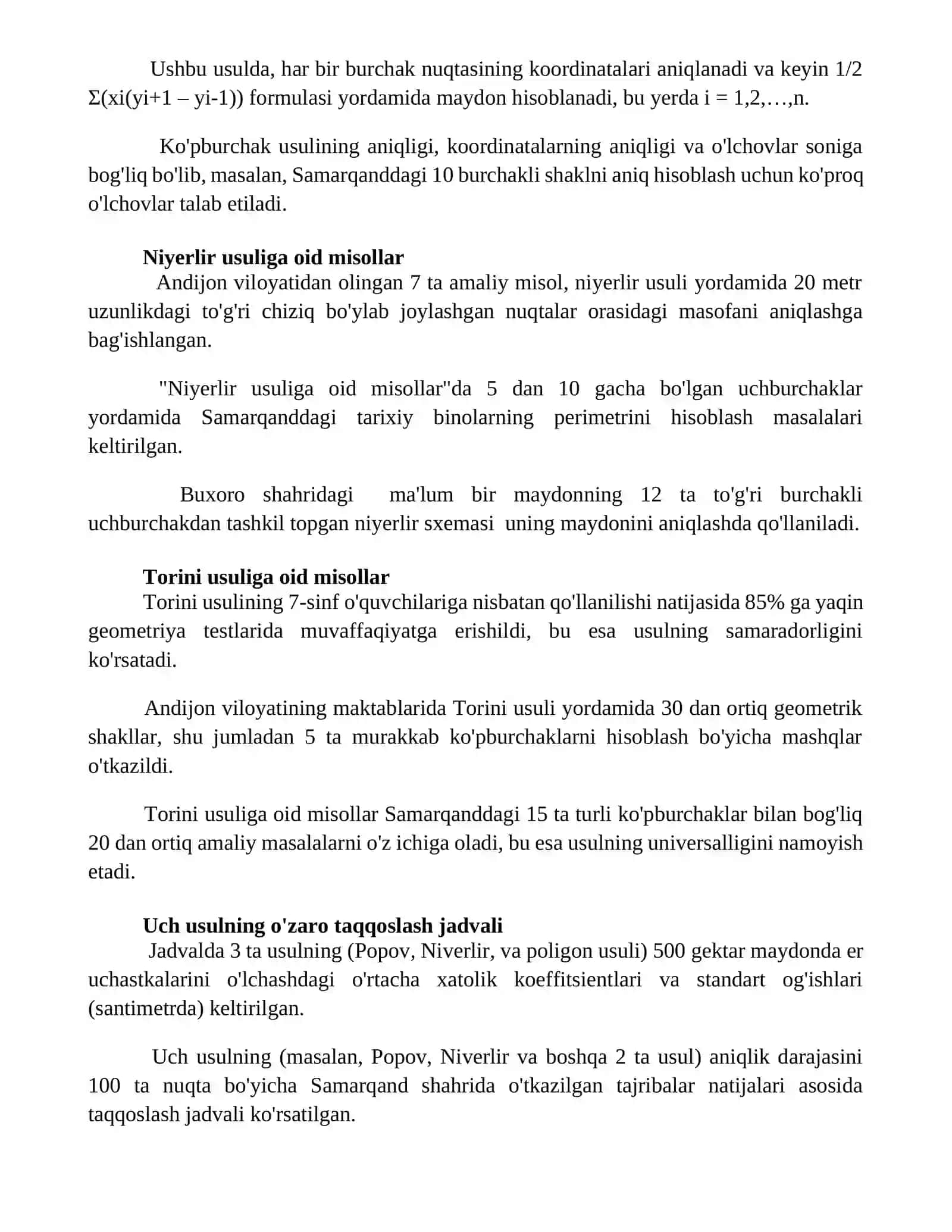 Niverlir torini Popovning poligonlar usulida tenglashtirish 2