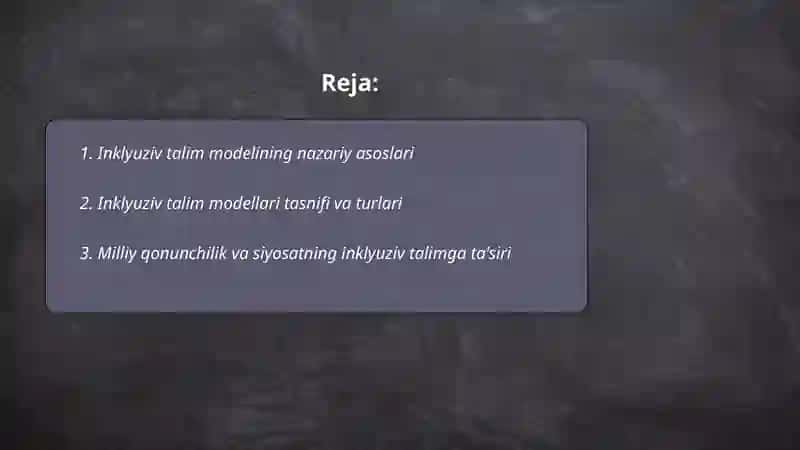 Inklyuziv talim modellari tahlili va xususiyatlari 2
