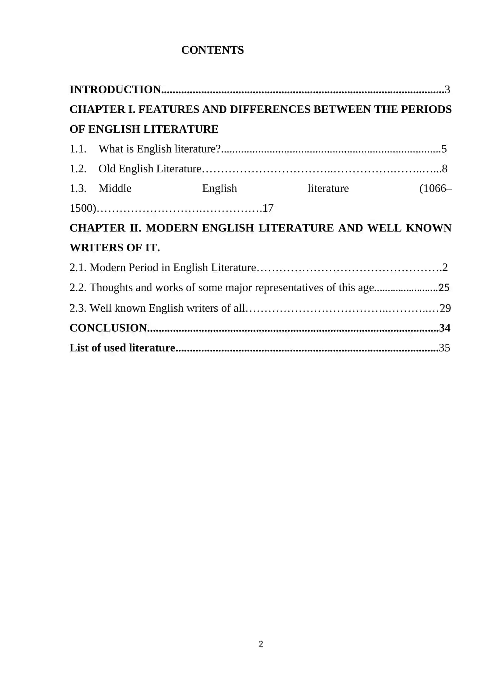 GENERAL INFORMATION ABOUT ENGLISH LITERATURE 2