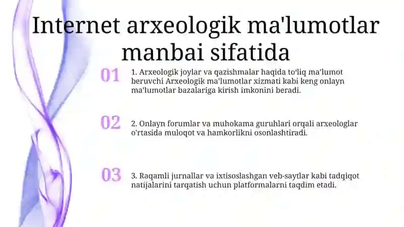 O‘Rta Osiyo Zamonaviy Arxeologik Tadqiqotlarini Bibliografiyasini Tuzish (Internet Ma’Lumotlari Asosida)Haqida Internet Ma’Teriallari Asosida Fotoalbom Tayyorlash 2