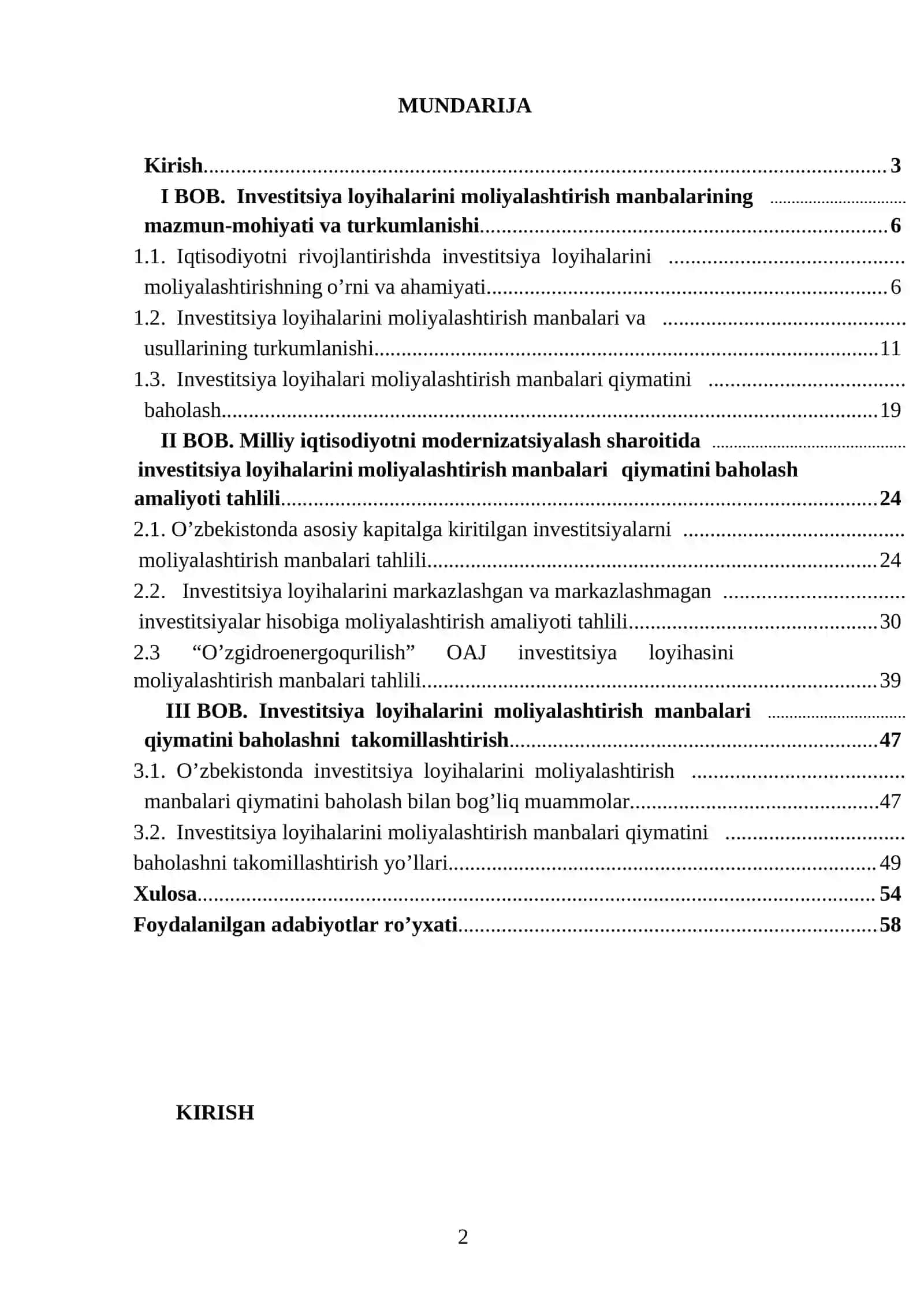 Investitsiya loyihalarini moliyalashtirish manbalari qiymatini baholash 2