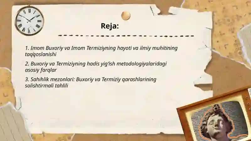 Imom Buxoriy haʼm Imom Termiziy haʼdis ilimine qosqan uʼleslerin salistiriw analizi 2