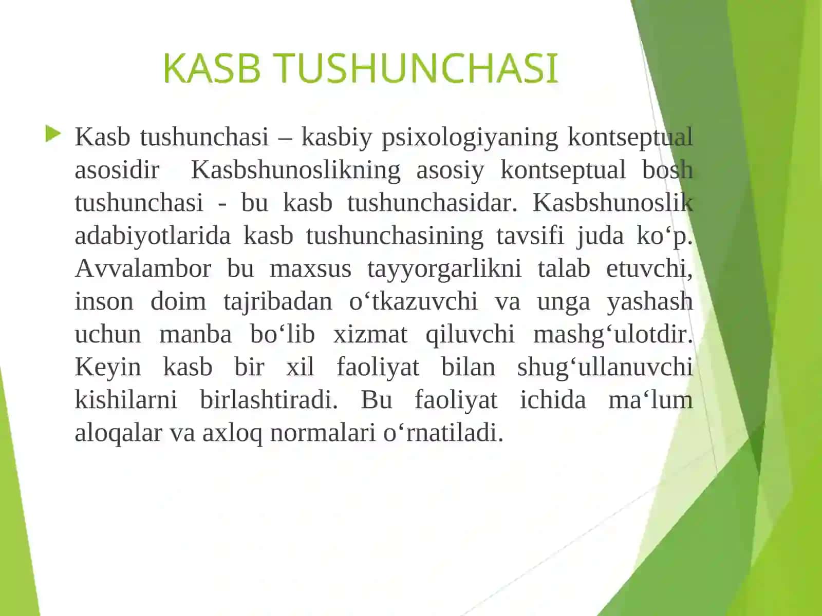 KASBIY PSIXOLOGIYANING KLASSIFIKATSIYASI VA ULARNI TANLASH 2