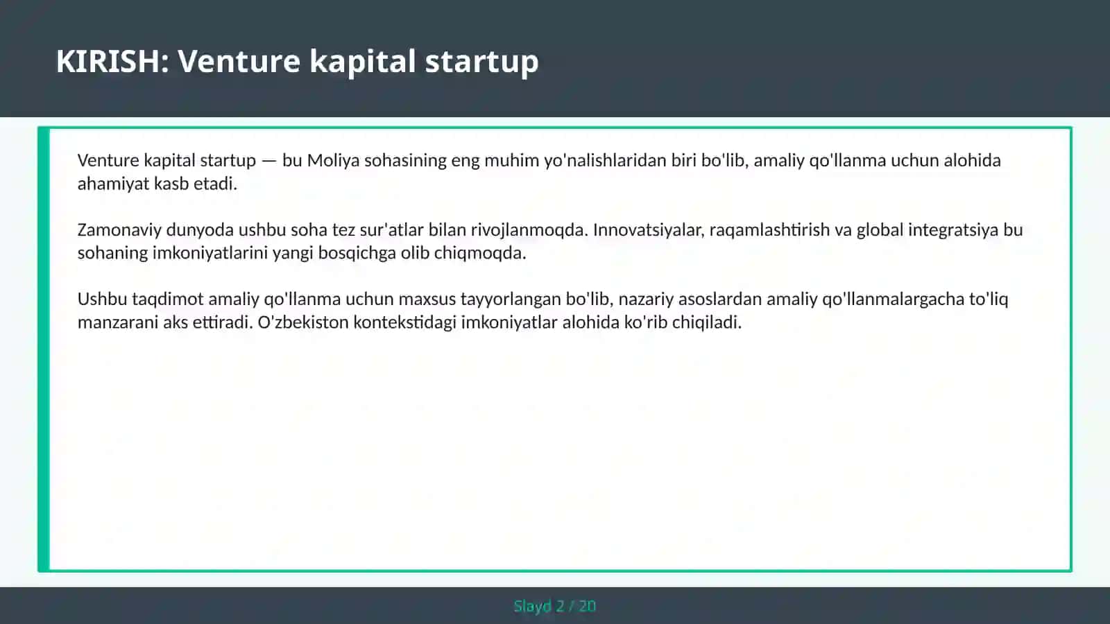 Venture kapital startup 2