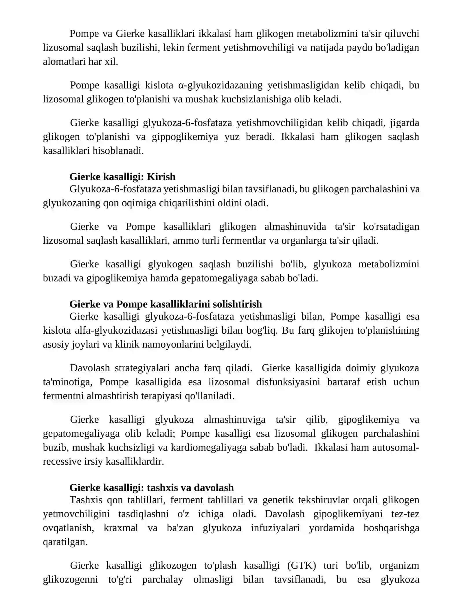 Gierke kasalligi: Patofiziologiyasi 2